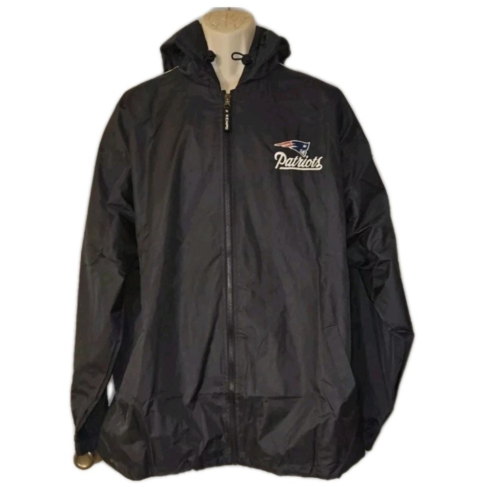 New England Patriots‎ Striped Varsity Hooded Windbreaker Jacket XL NEW w/Flaw